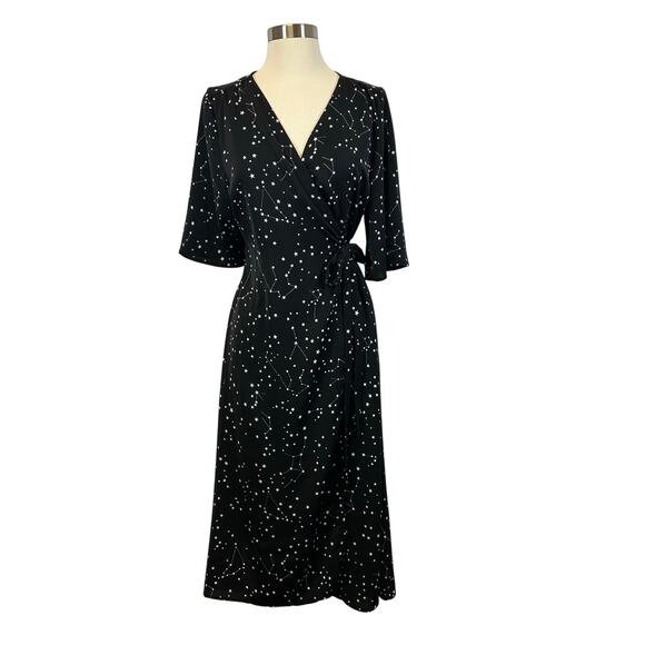 Disturbia Celestial Midi Kimono Dress Black & White constellation print  US 6 - Picture 6 of 12